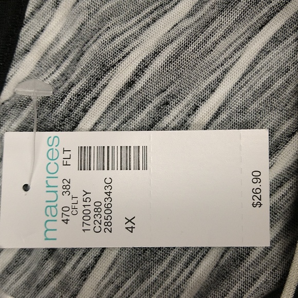 Maurice's 24/7, black with white stripes teeshirt, size 4xl, NWT, womens - Picture 6 of 8